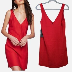 NWT Leith Vibrant Red V-Neck Mini Dress